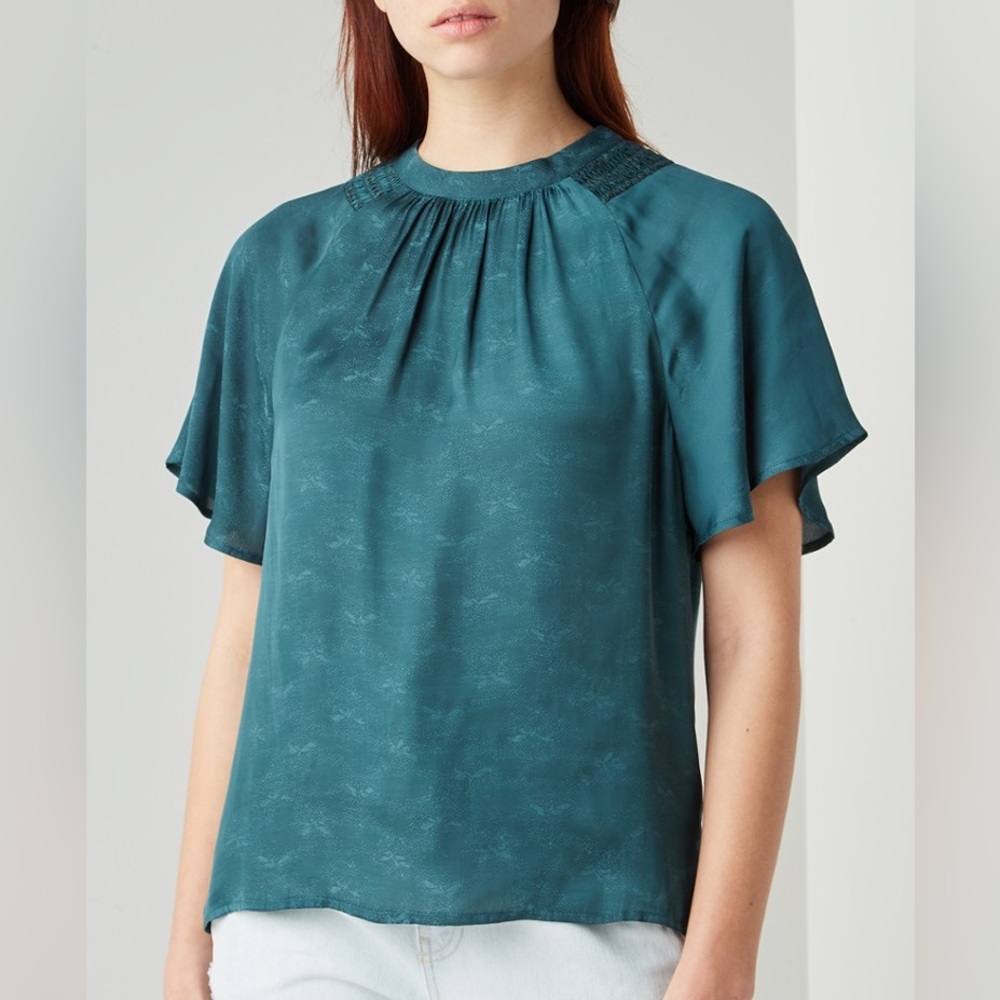 Nwt SESSUN Elvezia Angel Sleeve Blouse Green